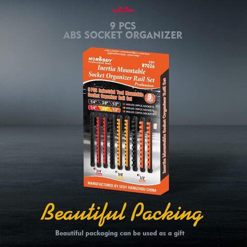 HORUSDY منظم مقبس ABS مكون من 9 قطع، 1/4 بوصة 3/8 بوصة 1/2 بوصة، حوامل مقبس عالية الجودة دوارة 360 درجة in Kuwait