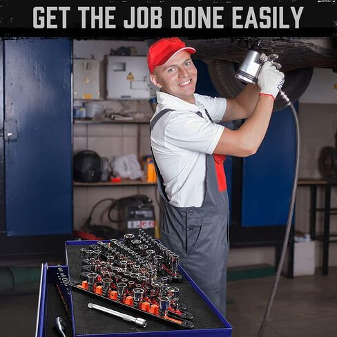 HORUSDY منظم مقبس ABS مكون من 9 قطع، 1/4 بوصة 3/8 بوصة 1/2 بوصة، حوامل مقبس عالية الجودة دوارة 360 درجة in Kuwait