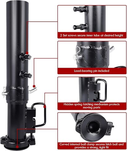 NBJINGYI مقرنة معقوفة مقرنة مقطورة معقوفة مستديرة - 2-5 / 16 "سعة الكرة 30000 رطل 8" تعديل أسود مع دبوس التحميل in Kuwait