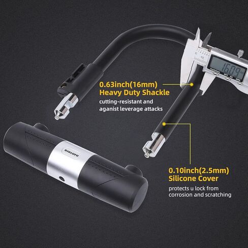 قفل الدراجة على شكل حرف U من BIGLUFU مع كابل، أقفال U للدراجة شديدة التحمل، وقيد 16 مم وكابل 10 مم × 1.8 متر مع دعامة تثبيت للدراجات الجبلية والدراجة الكهربائية والدراجة القابلة للطي والدراجة النارية in Kuwait
