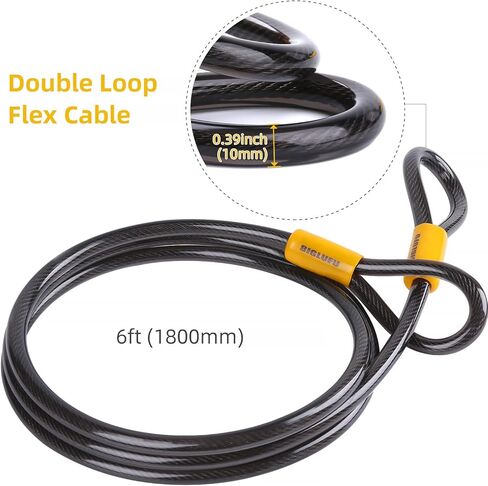 قفل الدراجة على شكل حرف U من BIGLUFU مع كابل، أقفال U للدراجة شديدة التحمل، وقيد 16 مم وكابل 10 مم × 1.8 متر مع دعامة تثبيت للدراجات الجبلية والدراجة الكهربائية والدراجة القابلة للطي والدراجة النارية in Kuwait