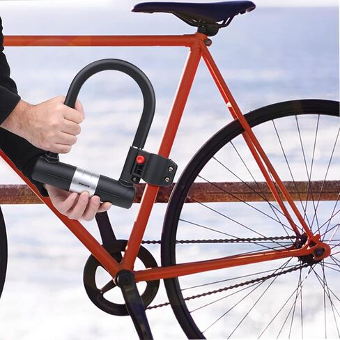 BIGLUFU Bike U Lock with Cable, Heavy Duty Bicycle U Locks, 16mm Shackle and 10mm x1.8m Cable with Mounting Bracket for Mountain Bike, Electric Bike, Folding Bike and Motorcycle in Saudi Arabia