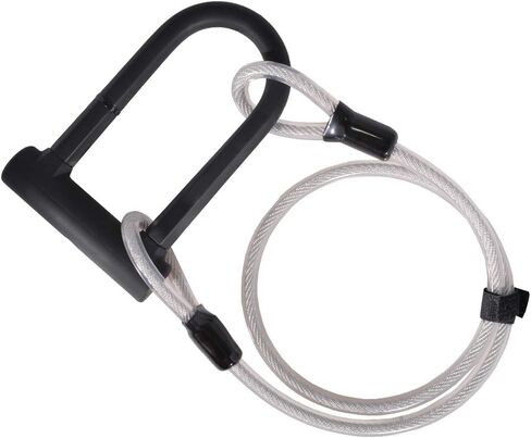 قفل على شكل حرف U مع كابل قوي للدراجة شديدة التحمل على شكل حرف U مقاس 18 مم على شكل حرف U، أقفال آمنة مع دعامة تثبيت قوية لدراجة الطريق والدراجة الجبلية والدراجة الكهربائية والدراجة القابلة للطي in Kuwait