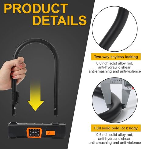 Hicarer 2 Pcs Bike Locks with 6.56 Feet Bike Locks Cable Anti Theft Security Bicycle U Locks 4 Digit Resettable Combination U Lock for Scooter Road Mountain Bikes with Mounting Bracket in Saudi Arabia