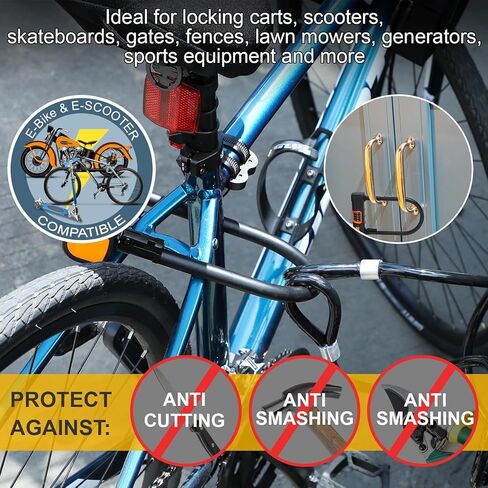 Hicarer 2 Pcs Bike Locks with 6.56 Feet Bike Locks Cable Anti Theft Security Bicycle U Locks 4 Digit Resettable Combination U Lock for Scooter Road Mountain Bikes with Mounting Bracket in Saudi Arabia