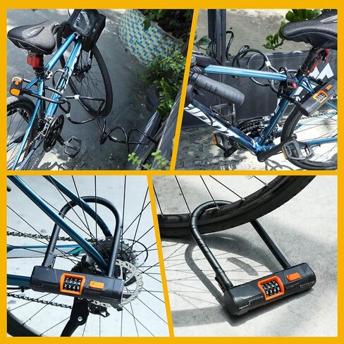 Hicarer 2 Pcs Bike Locks with 6.56 Feet Bike Locks Cable Anti Theft Security Bicycle U Locks 4 Digit Resettable Combination U Lock for Scooter Road Mountain Bikes with Mounting Bracket in Saudi Arabia