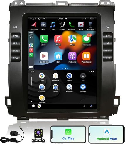 [4G+64G] ستيريو سيارة Android لسيارة Toyota Prado 2002-2009 Lexus GX460 GX470 10.4 بوصة راديو سيارة بشاشة تعمل باللمس، Apple Carplay/Android Auto/GPS Navigation/SWC/Bluetooth/كاميرا احتياطية in Kuwait