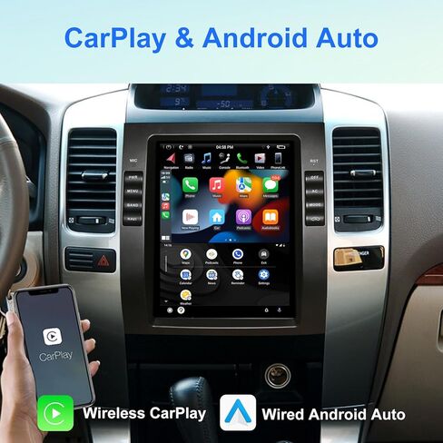 [4G+64G] ستيريو سيارة Android لسيارة Toyota Prado 2002-2009 Lexus GX460 GX470 10.4 بوصة راديو سيارة بشاشة تعمل باللمس، Apple Carplay/Android Auto/GPS Navigation/SWC/Bluetooth/كاميرا احتياطية in Kuwait