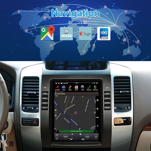 [4G+64G] ستيريو سيارة Android لسيارة Toyota Prado 2002-2009 Lexus GX460 GX470 10.4 بوصة راديو سيارة بشاشة تعمل باللمس، Apple Carplay/Android Auto/GPS Navigation/SWC/Bluetooth/كاميرا احتياطية in Kuwait