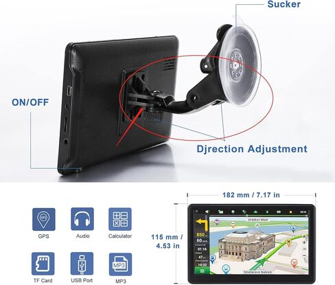 نظام تحديد المواقع العالمي للسيارة، أحدث خريطة لعام 2024، شاشة لمس 7 بوصات، نظام تحديد المواقع العالمي للسيارة سعة 256-16 جيجابايت، توجيه اتجاه الانعطاف الصوتي، دعم السرعة وتحذير الضوء الأحمر، خريطة مدى الحياة لأمريكا الشمالية مثبتة مسبقًا، تحديث مجاني... in Kuwait