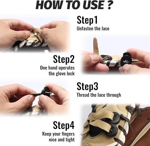 أقفال قفازات البيسبول، 8 قطع من قفل الدانتيل لا حاجة لمزيد من العقد، تناسب جميع قفازات البيسبول والكرة اللينة in Kuwait