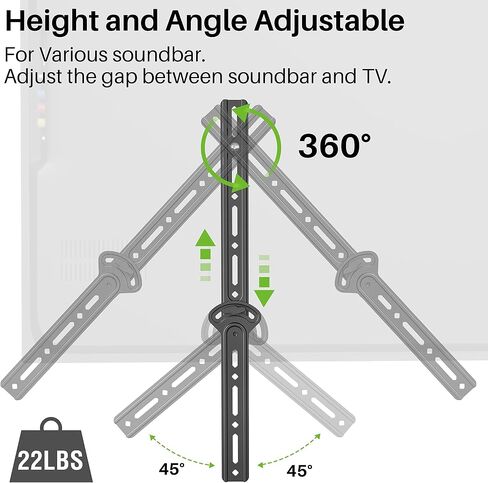USX MOUNT Sound Bar Mount Under TV, Adjustable Angle Soundbar Mount, Flexible Sound Bar Shelf, Max Load 22 Lbs, Soundbar Mount with L-Shaped Hooks for TV Bottom Hole in Saudi Arabia