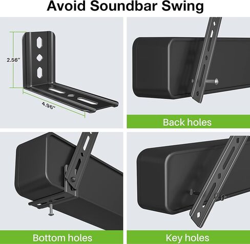 USX MOUNT Sound Bar Mount Under TV, Adjustable Angle Soundbar Mount, Flexible Sound Bar Shelf, Max Load 22 Lbs, Soundbar Mount with L-Shaped Hooks for TV Bottom Hole in Saudi Arabia