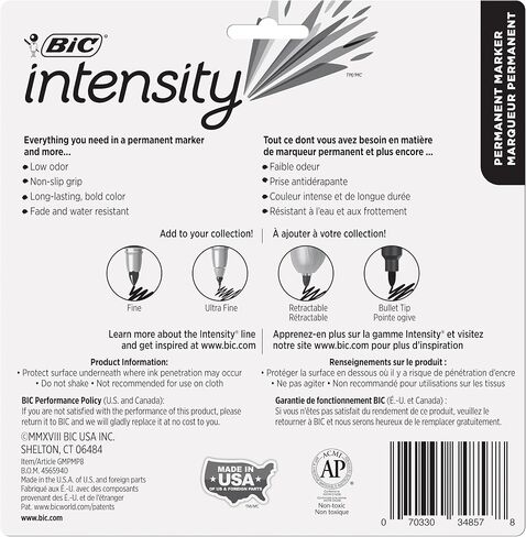 BIC Intensity Metallic Permanent Marker, Fine Point, Assorted Metallic Colors, Box of 12 Permanent Markers in Saudi Arabia