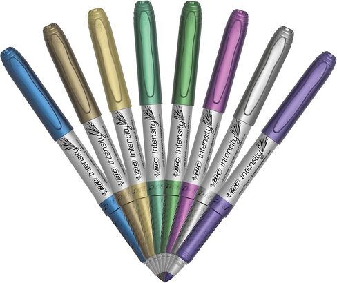 BIC Intensity Metallic Permanent Marker, Fine Point, Assorted Metallic Colors, Box of 12 Permanent Markers in Saudi Arabia