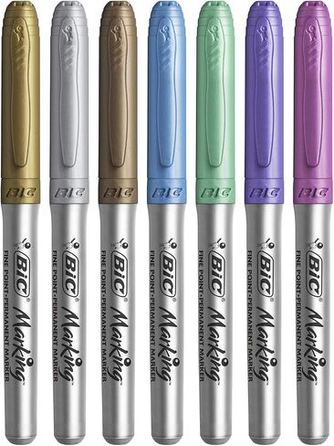 BIC Intensity Metallic Permanent Marker, Fine Point, Assorted Metallic Colors, Box of 12 Permanent Markers in Saudi Arabia