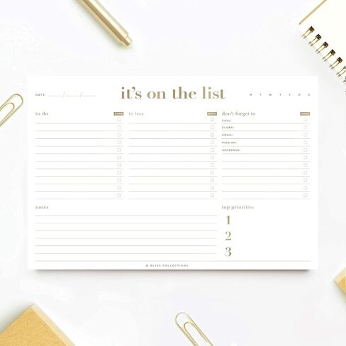 مجموعة Bliss To Do List Notepad، التركيز البؤري التلقائي الإنتاجي، مخطط أسبوعي ويومي مغناطيسي لتنظيم وتتبع قوائم البقالة، والمواعيد، والتذكيرات، والأولويات والملاحظات، 4.5 بوصة × 7.5 بوصة (50 ورقة) in Saudi Arabia
