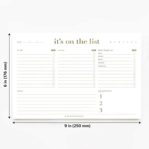 مجموعة Bliss To Do List Notepad، التركيز البؤري التلقائي الإنتاجي، مخطط أسبوعي ويومي مغناطيسي لتنظيم وتتبع قوائم البقالة، والمواعيد، والتذكيرات، والأولويات والملاحظات، 4.5 بوصة × 7.5 بوصة (50 ورقة) in Saudi Arabia
