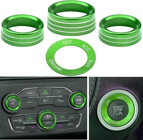 for Challeger Air Conditioner Turn Signal Light Climate Volume Auto Center Console Knob Ring Compatible with Dodge Challenger/Charger/Chrysler Stop Start Button Sticker 2015-2019 (Red) in Saudi Arabia