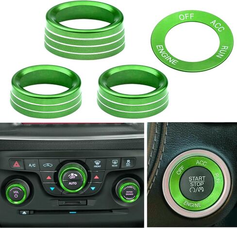 for Challeger Air Conditioner Turn Signal Light Climate Volume Auto Center Console Knob Ring Compatible with Dodge Challenger/Charger/Chrysler Stop Start Button Sticker 2015-2019 (Red) in Saudi Arabia
