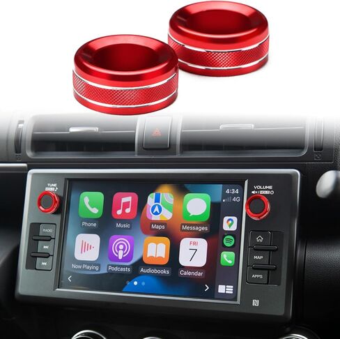 أغطية حلقات مقبض Auovo AC متوافقة مع Subaru BRZ لسيارة Toyota GR86 2022 2023 الملحقات الداخلية لمقبض مفتاح التحكم في المناخ وحلقة زر (غطاء مقابض تكييف الهواء - 3 قطع، أحمر) in Kuwait