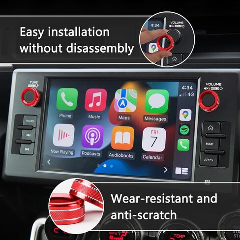 أغطية حلقات مقبض Auovo AC متوافقة مع Subaru BRZ لسيارة Toyota GR86 2022 2023 الملحقات الداخلية لمقبض مفتاح التحكم في المناخ وحلقة زر (غطاء مقابض تكييف الهواء - 3 قطع، أحمر) in Kuwait