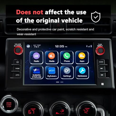 أغطية حلقات مقبض Auovo AC متوافقة مع Subaru BRZ لسيارة Toyota GR86 2022 2023 الملحقات الداخلية لمقبض مفتاح التحكم في المناخ وحلقة زر (غطاء مقابض تكييف الهواء - 3 قطع، أحمر) in Kuwait