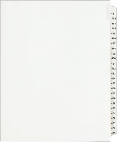 Avery Legal Dividers, Standard Collated Sets, Letter Size, Side Tabs and 451-475 Tab Set (01348) in Saudi Arabia