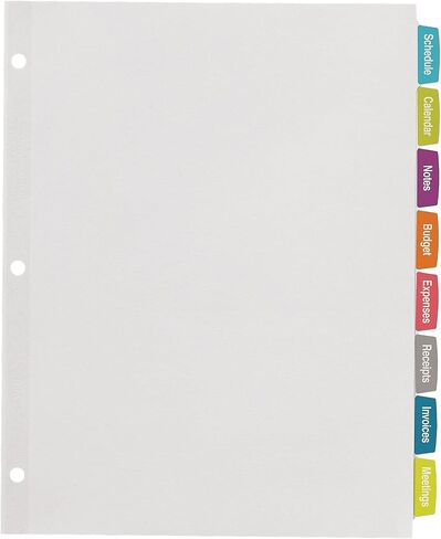 Avery 14433 Easy Peel White Label Tab Dividers 8-Tab 4/PK White in Saudi Arabia