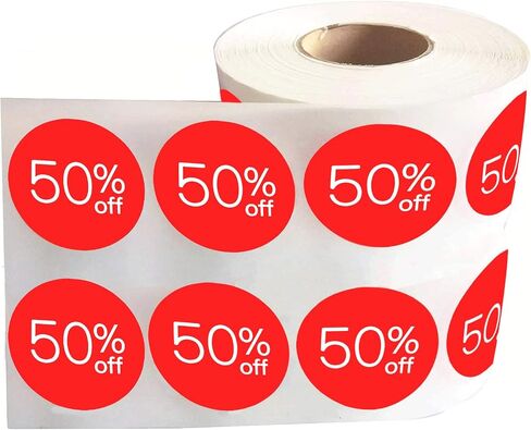 Price Stickers 50 Off Percent Off Labels 1.5 inch Sale Tags Fifty Percent Off Sticker 1000 Pcs Garage Sale Stickers Price Tags Circle Pricemarker Half Off Labels Stickers roll in Saudi Arabia