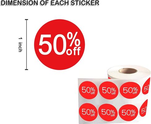 Price Stickers 50 Off Percent Off Labels 1.5 inch Sale Tags Fifty Percent Off Sticker 1000 Pcs Garage Sale Stickers Price Tags Circle Pricemarker Half Off Labels Stickers roll in Saudi Arabia