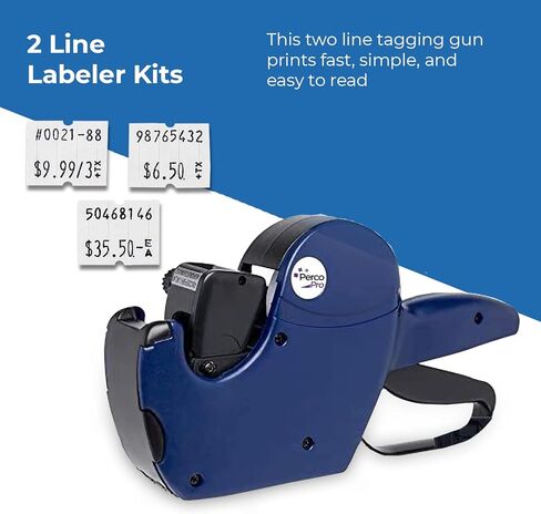 Perco Pro 2 Line Price Gun Labeler Kit - Includes 2 Line Pricing Gun, 10,500 Plain White Labels, and Preloaded Inker in Saudi Arabia