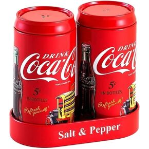 Corona Salt and Pepper Set with Holder, White and Blue, 2 pc set with tray, 4" High