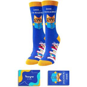 HAPPYPOP Fun Socks for Teen Girls, Book Lover Gifts for Women, Book Reading Gifts for Book Lovers Readers, Book Socks Stocking Stuffers