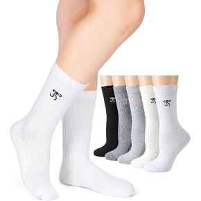 Shihanee 5 Pairs Bow Socks for Women Fashion Tall Socks with Embroidered Bow Knit Aesthetic Socks Breathable Soft Socks for Ladies