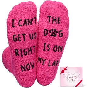 Sunia Cat Dog Gifts for Women, Funny Socks Christmas Birthday Gifts for Cat Dog Lover, Fuzzy Novelty Socks with Gift Box