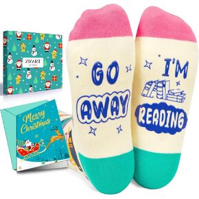 Book Lover Gifts for Women - Funny Book Socks for Men, Reading Gifts for Readers Booklovers Stocking Stuffers for Teen Girl Boy with Greeting Card in Kuwait
