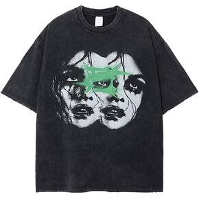 Y2k Shirts Men Women Vintage Graphic Tees Summer Gothic Baggy T Shirt Streetwear Vintage Oversized Tee
