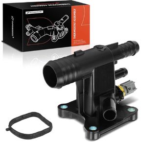 A-Premium Engine Coolant Thermostat Housing Assembly with Sensor and O-ring Compatible with Ford Explorer, Escape, Fusion, Focus, Edge, Taurus, Special Service Police Sedan & Lincoln MKZ, MKC, MKT