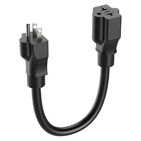 20 Amp to 15 Amp Plug Adapter - 14AWG Electric Vehicle Charging Power Adapter NEMA 5-15P to 6-20R EV Charging Extension Cable 1FT 120V/240V Adaptor Connector