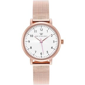Wristology 2 Sizes Numbers Watch Metal Mesh Band - Interchangeable Stainless Steel Strap - Easy to Read Analog Nurse Watch with Second Hand for Women, Men, Nurses, Teachers