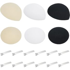 FINGERINSPIRE 18 PCS Teardrop Round Fascinator Hat Base 3.9x3.9x0.1 inch EVA Cloth Millinery Hats Base with Iron Hair Clip, Hat Fascinators for DIY Craft Millinery Making Material