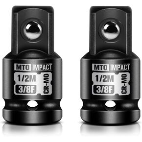 2-Piece 3/8" Female to 1/2" Male Impact Socket Adapter Set, 3/8" Drive Impact Driver Conversions for Impact Wrench, Chrome Molybdenum Alloy Steel