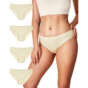 Women's Seamless Bikini Underwear No Show Panties Invisibles Briefs Soft Stretch Hipster Perfect for Legging, 4-Pack