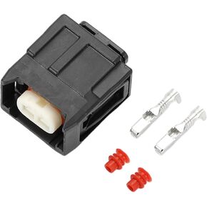 2 Pin Diesel Injector Connector Plug - Car Female Wire Terminal Connector - for Toyota Plastic Black - 1 Set