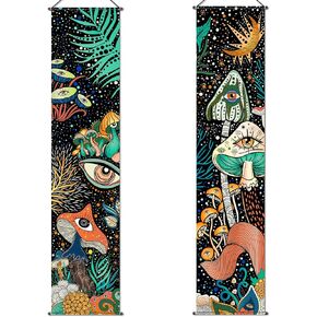 2 Pcs Mushroom Tapestry Banner Hippie Wall Decoration Eyes Ocean Room Wall Hanging Peacock Bohemian Colorful Abstract Mushroom Backdrop Photography Background for Home Aesthetic Decor Room Bedroom