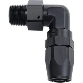 90 Degree Male 3/8" NPT Swivel to -6 AN Hose End Fitting Aluminum Black