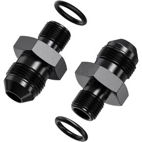 2Pcs 6AN Male to M10 x 1mm Male Swivel Flare Metric Fitting Adapter, Black Straight Hard Aluminum Hex Anodized Connector, Automotive Accessories Suitable for Vehicle Fuel Oil Line Modification