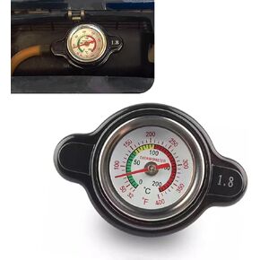 1 PC Car Fuel Radiator Tank Cap, 1.8 Bar High-pressure Radiator Cap With Thermometer, Modification Accessories, Fit for Honda, Kawasaki, Suzuki, Yamaha (Black)