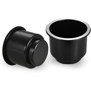 NTNEV 2PCS Insert Car Cup Holder, Recessed Drop in Plastic Cup Drink Can Holder, Elegant Chrome, Universal Automobile Interior Products, for Most Cars, Trucks, SUVs (Black)